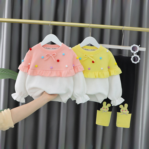 Baby girl fashionable  autumn clothes 2 and a half years old girl baby children's clothing little girl spring and autumn two-piece suit