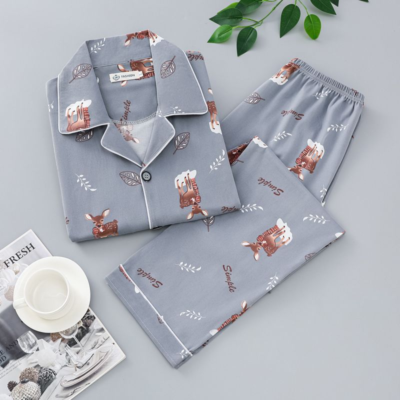 Pijama de hombre primavera y otoño algodón pantalones de manga larga cardigan de verano delgado de mediana edad, edad avanzada, ropa para el hogar de cuatro estaciones