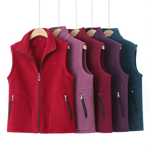 Polar fleece vest plus size women's clothing 2023 autumn and winter fat mom vest fat MM200 kg cardigan vest slimming 8222