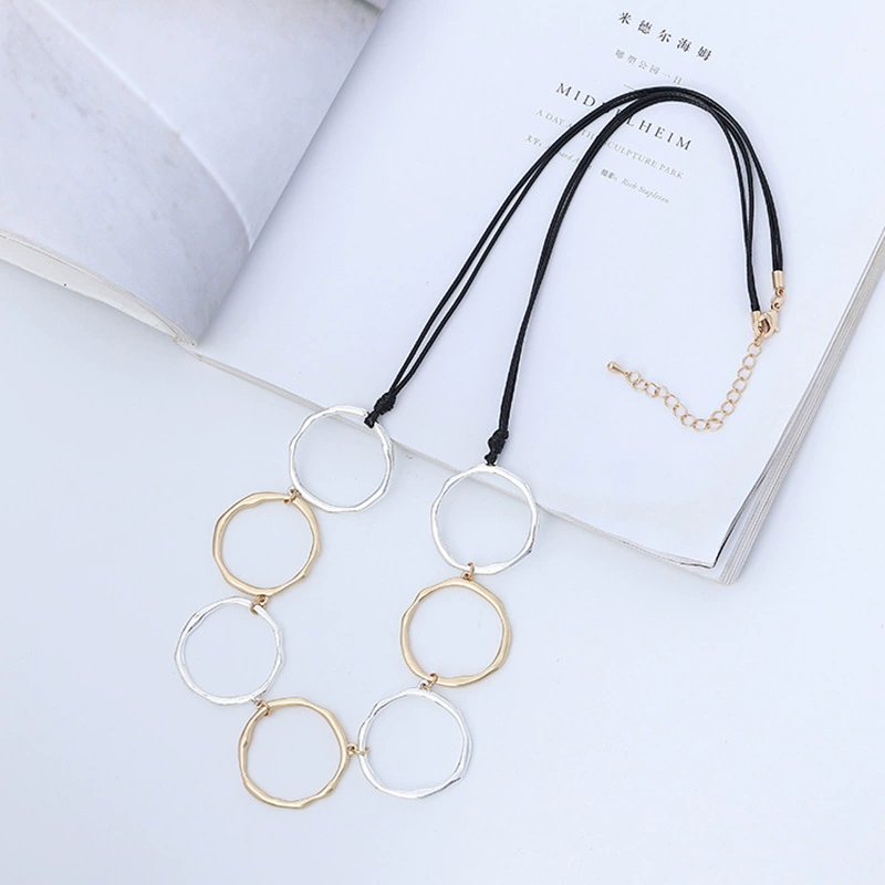 Wooden necklace heart-shaped, metal long chain, sweater, Amazon, European style