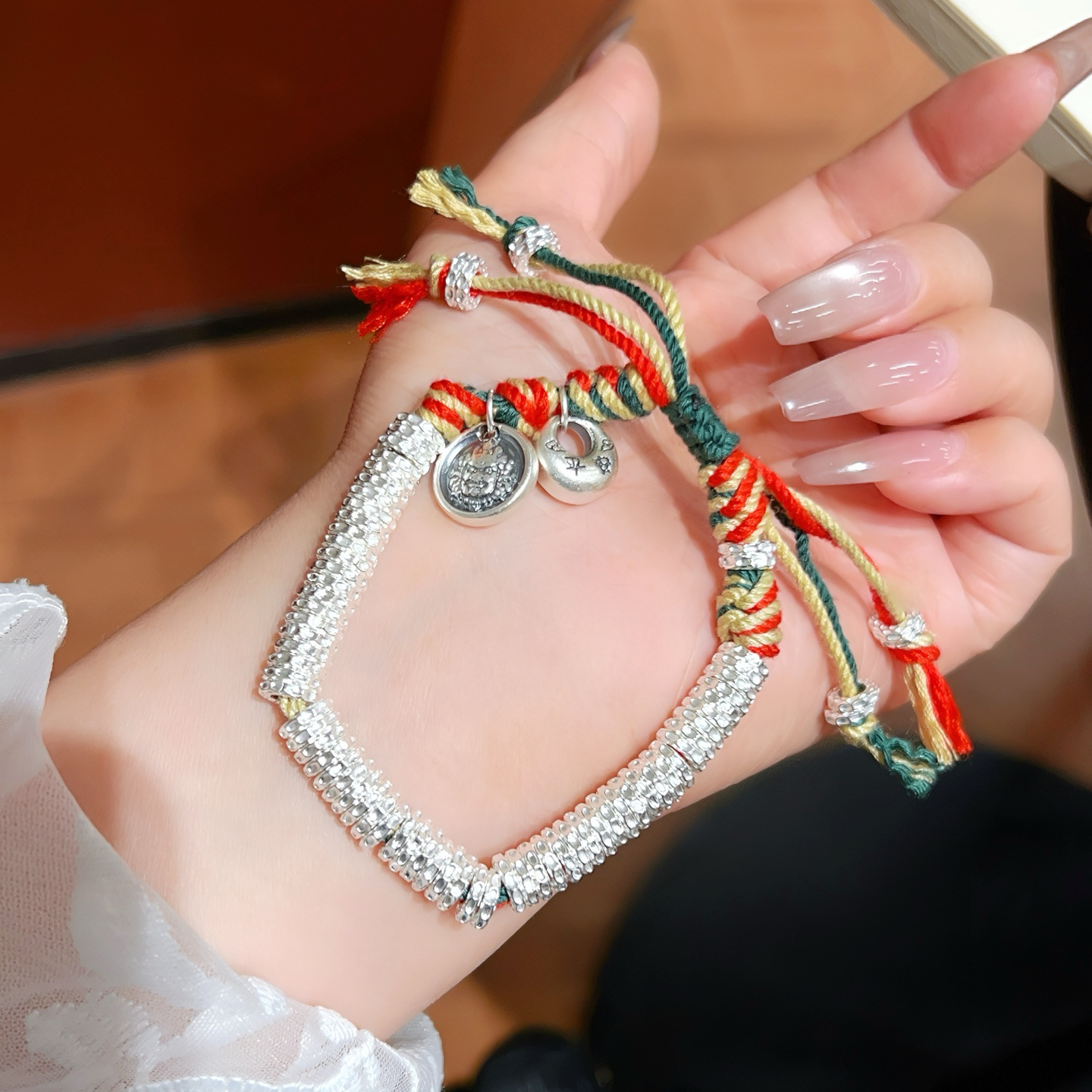 999 pulsera de alambre de plata de pie pulsera tejida de hilo arcoíris de bricolaje año de nacimiento cuerda de mano de plata rota para novia regalo de madre