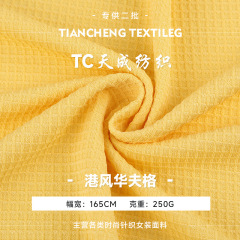 250g港风华夫格肌理感针织布料 涤纶威化格布料 男女卫衣裤子面料