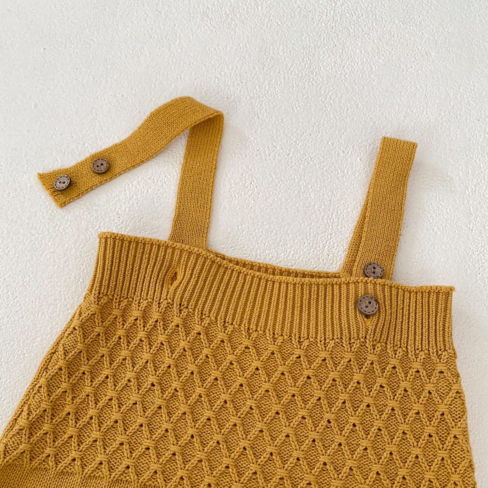 Proljetna 2024. žuta pletena jakna za dojenčad i djevojčice + jednobojni kaput na naramenice, set od 2 dijela dostupan za sortiranje_voghion.com
