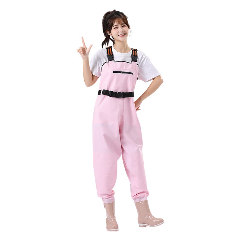 Women's water pants suspender one-piece catch fish beach rain boots half-body waterproof rain pants driving sea wading clothes
