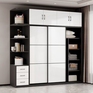 Wardrobe Household Bedroom sliding door solid wood wardrobe for rental small apartment storage cabinet children's wardrobe