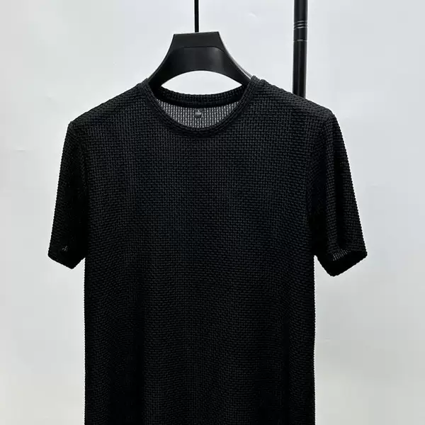 Men's ice silk T-shirt, quick-dry, short-sleeved, summer thin, breathable, casual, large size, casual solid color top, sporty and loose