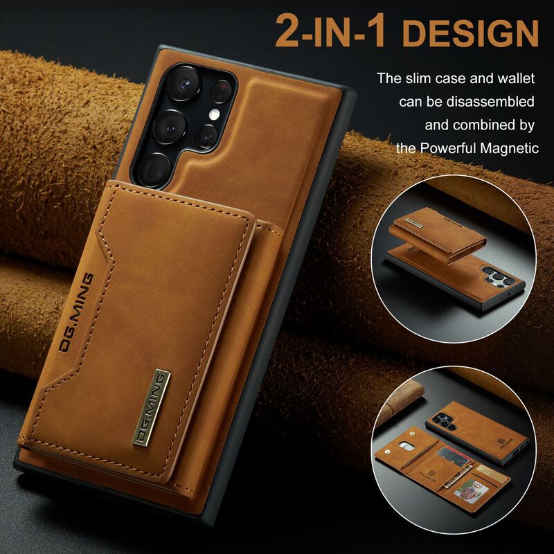 M2 for Samsung S23 Ultra Triple Magnetic Card Case S22 Ultra Retro Wallet Phone Case