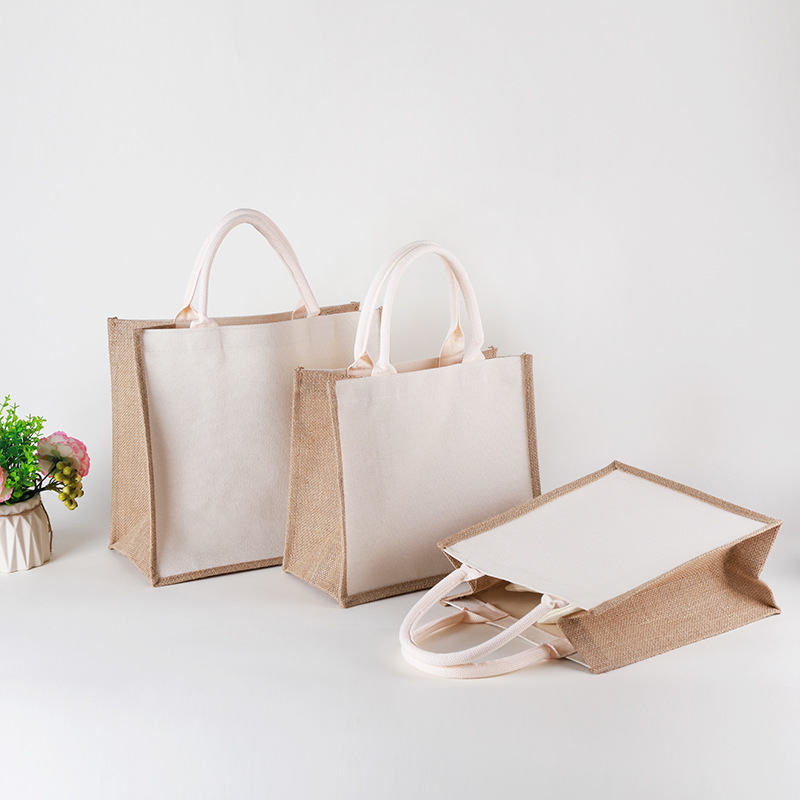 Bolsa de lino en stock bolso de yute retro creativo recubierto bolsa de lino Comercio exterior publicidad impresión bolsa de regalo personalización