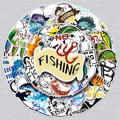 50張原創釣魚塗鴉貼紙個性跨境熱賣戶外裝飾水杯電腦手機釣箱貼紙