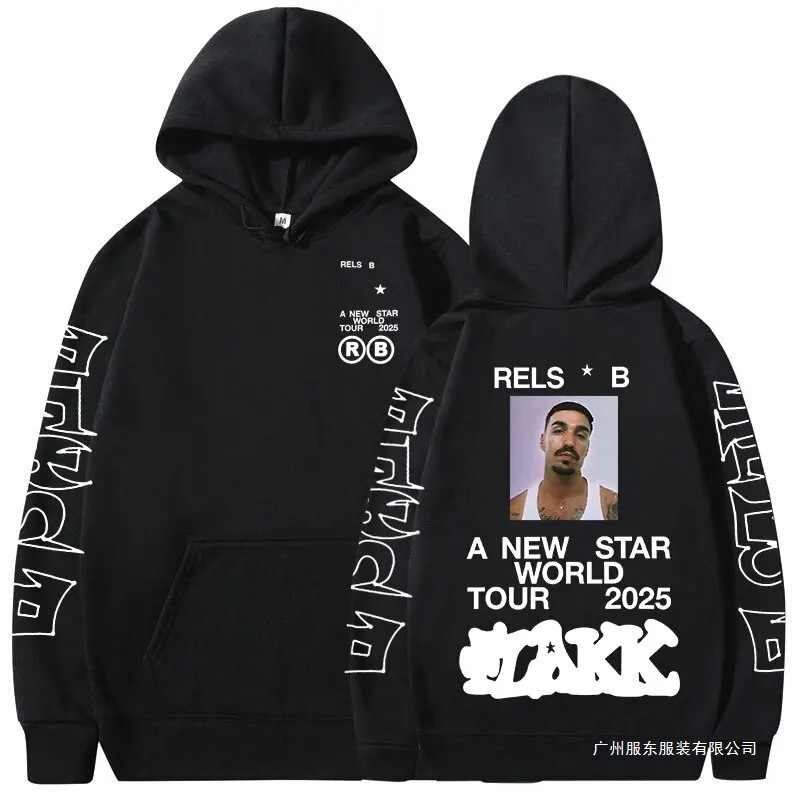 Rapper Rels B a New Star World Tour 2025 Hoodie Men's and Women's Clothing Fashion Hip Hop Sweatshirts