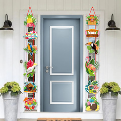 跨境夏威夷派對裝飾菠蘿火烈鳥鸚鵡椰樹造型對聯戶外氛圍布置門帘