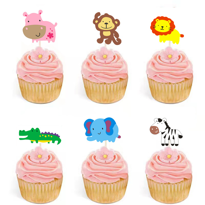 Adorno de pastel de oso nuevo de Amazon transfronterizo, tema animal, adorno de postre para fiesta de carnaval