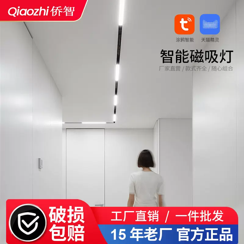 磁吸轨道灯客厅家用无主灯智能磁吸灯嵌入式射灯暗装20宽磁吸轨道