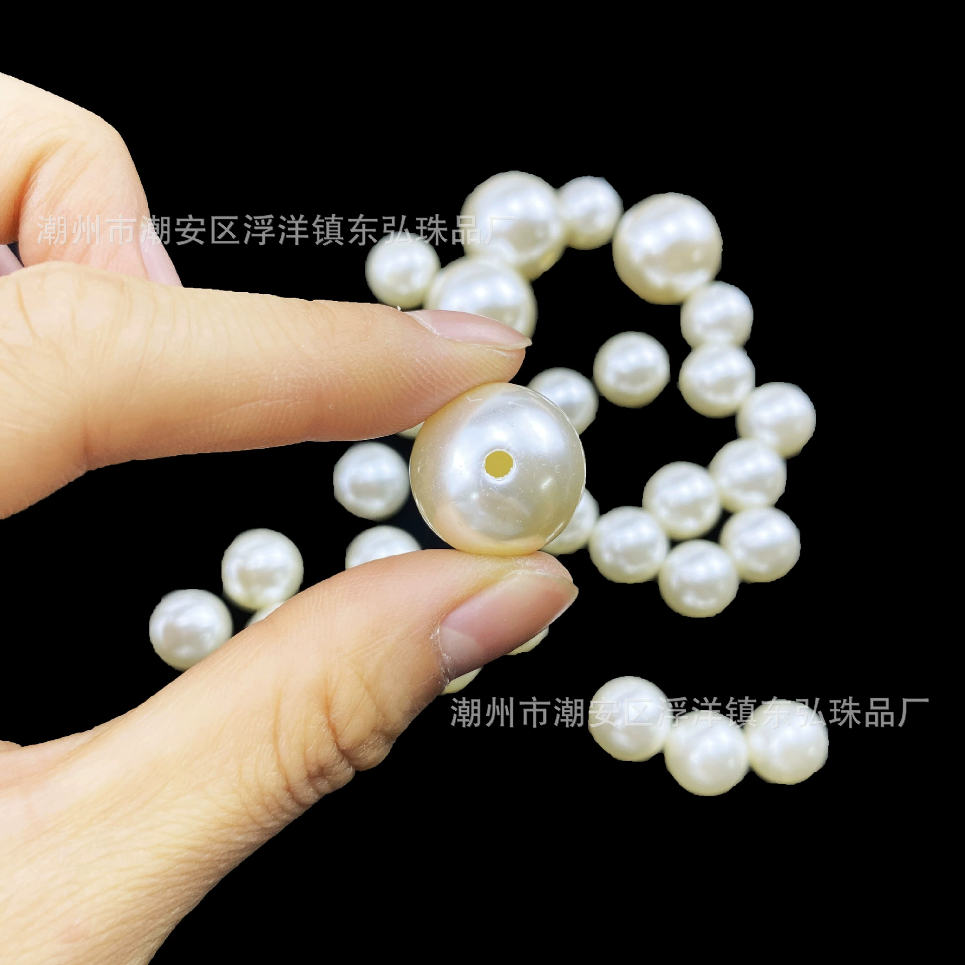 ABS single -hole high -bright beads imitation pearl Korean high -bright half -hole artificial beaded bead earrings earrings