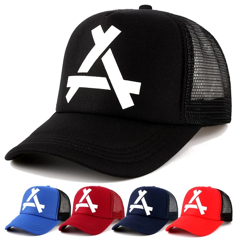 Street Versatile Letter A Mesh Breathable Baseball Hats for Men and Women Summer Sunscreen Curved brim Caps_voghion.com