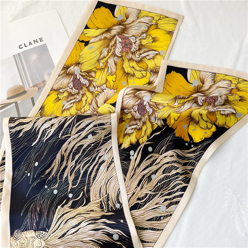 Elegant silk summer long double-sided neckerchief