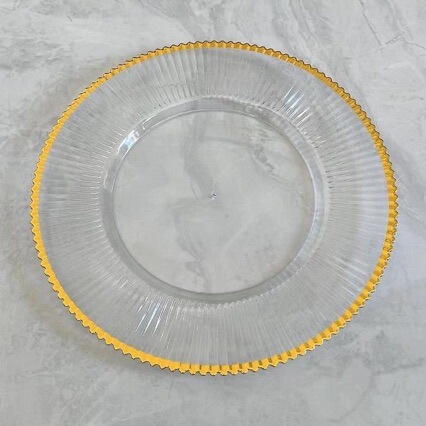 Elegant Gold-Edged Ray Ps Material 13inch Charging Board Bulk Wedding Ornaments Table Plastic Charging Board Wedding