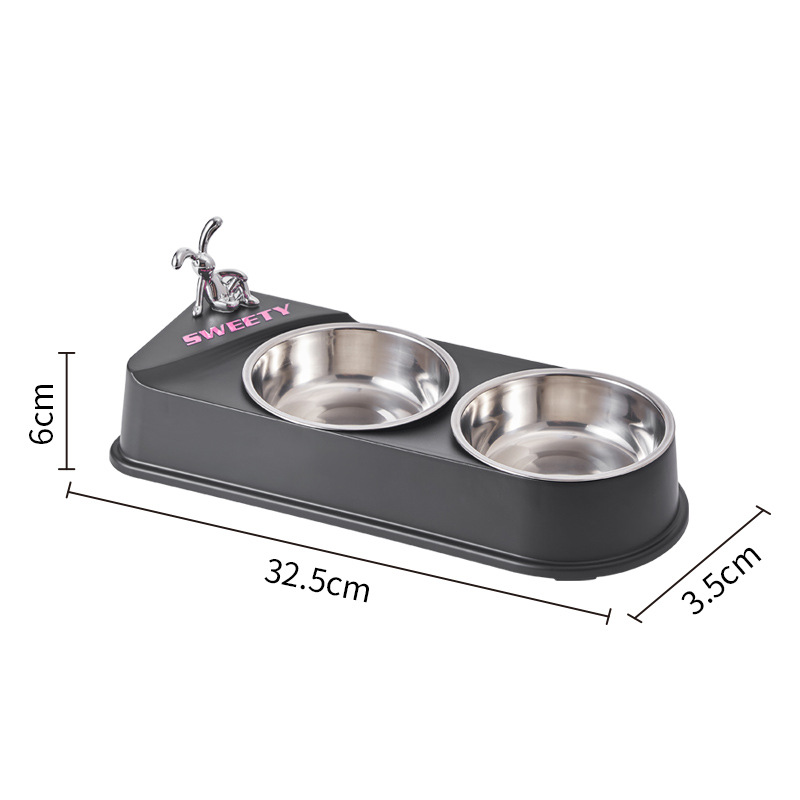 Pet de acero inoxidable doble tazón gato tazón perro tazón antideslizante contra derrumbe pet tazón mariposa para gatos tazón comida perro al por mayor