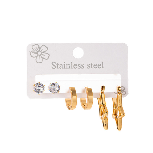 geometric earrings with zircon stainless steel