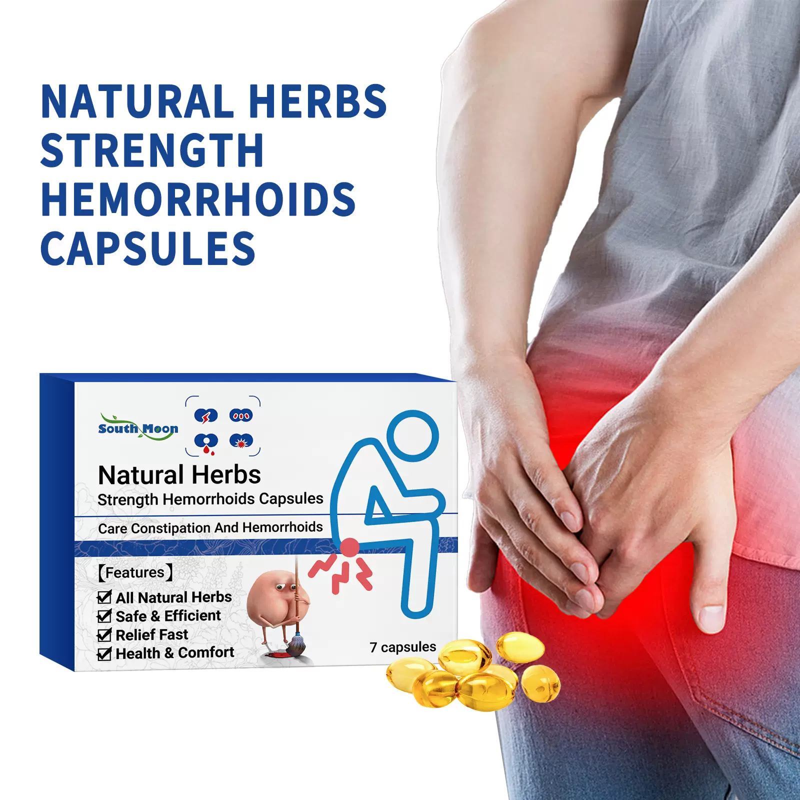 South Moon 草本痔疮胶囊 肛部缓解不适草本肛舒断痔身体护理胶囊