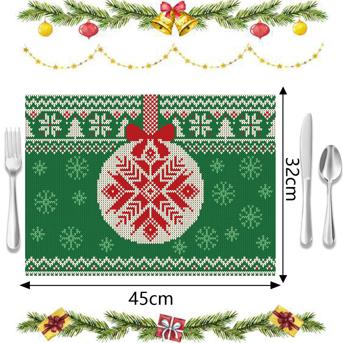 Weihnachts-Tischsets, Untersetzer, Weihnachtsdekoration, Tischsets, Hotel, Restaurant, Familie können für Tischsets verwendet werden_voghion.com