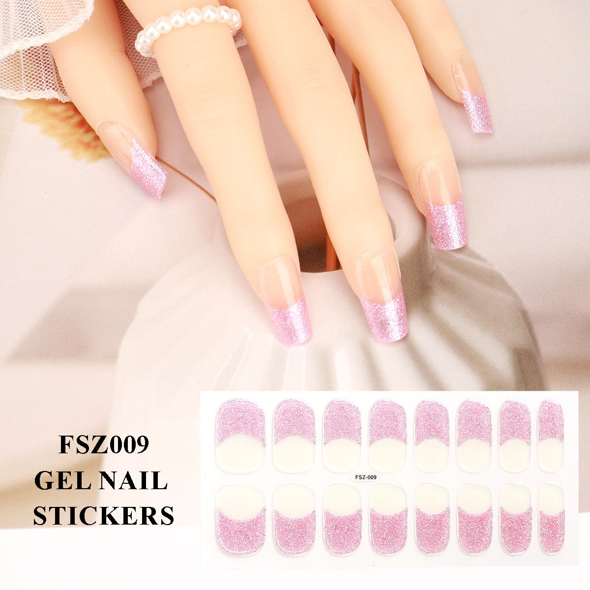 Gel UV transfronterizo desnudo 16 pegatinas de uñas semicurdibles pegatinas de uñas de lámpara de horneado endurecer polvo de flash impermeable duradero