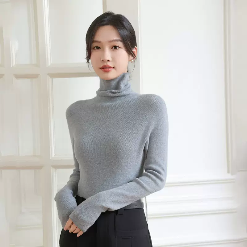 一线成衣无缝羊毛高领打底衫女内搭秋冬修身堆堆领针织衫显瘦毛衣