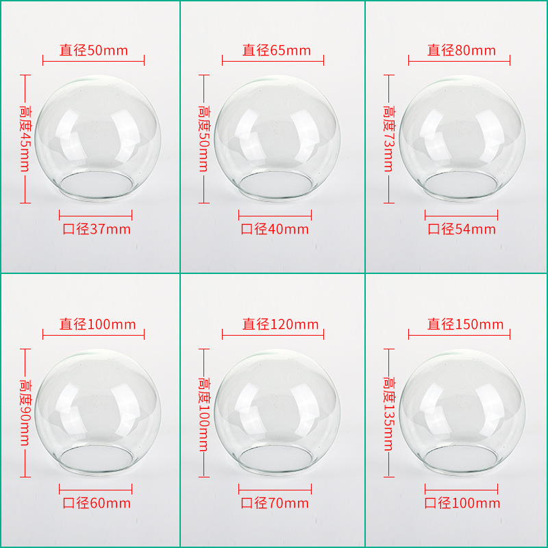 Factory supply eternal flower glass globe spherical glass lampshade high borosilicate glass diameter 74MM