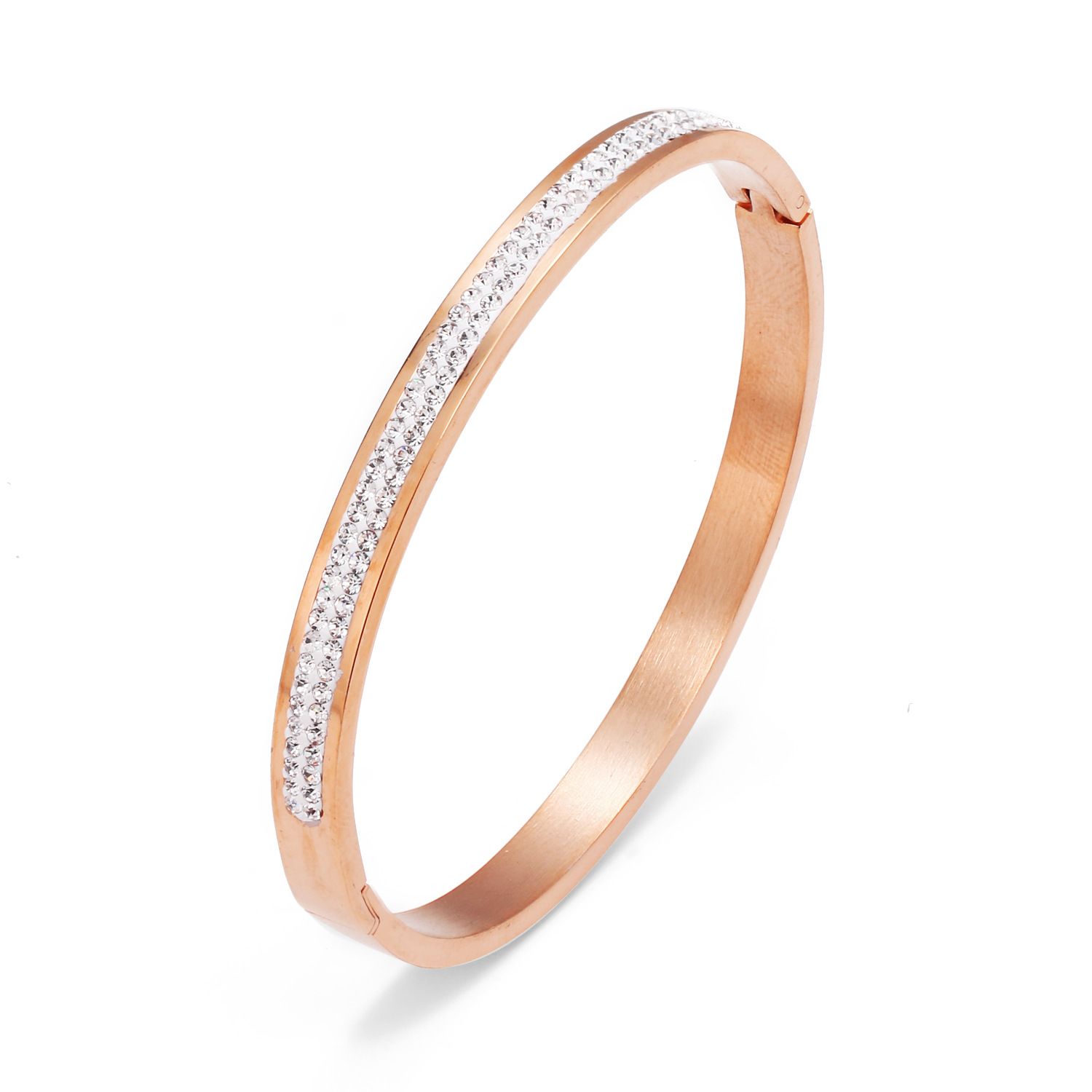 Stainless Steel Material Circle Pattern Women'S Gender Wholesale Lady Circle Stainless Steel Zircon Bangle