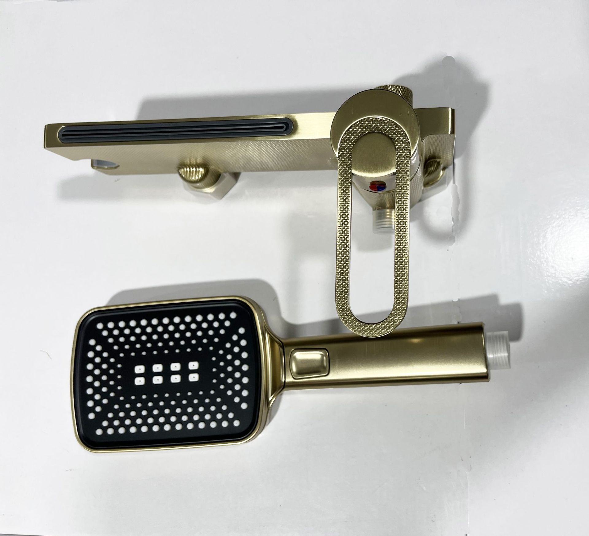 Gun gray brushed gold, silver, black, white and copper, large flow flat waterfall water outlet, cold and hot shower head, lift bathtub faucet undefined