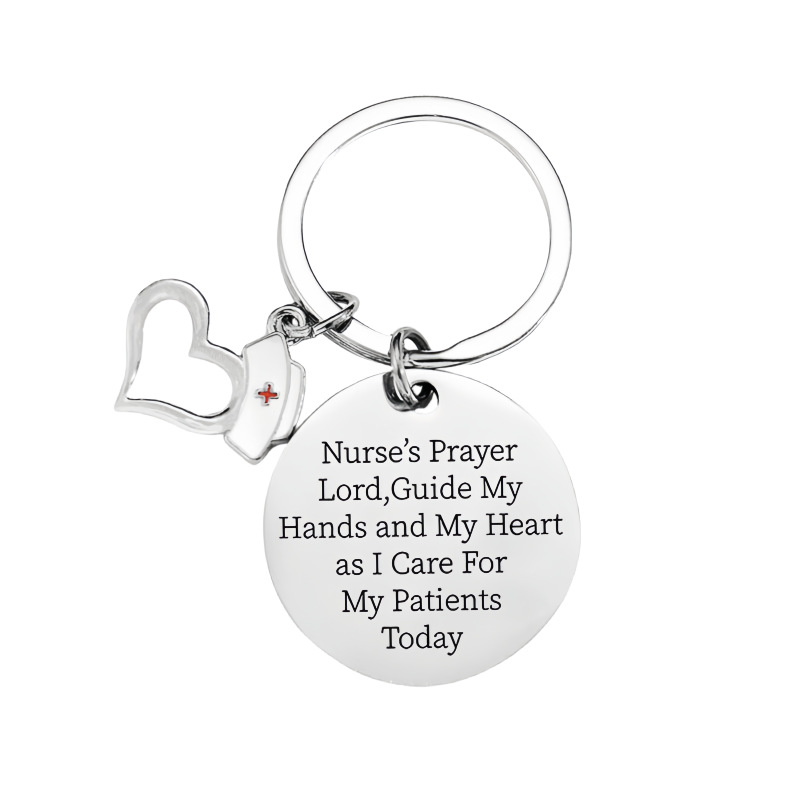 Llave colgante de acero inoxidable estilo europeo y americano regalo médico enfermera llavero festival logo pequeño