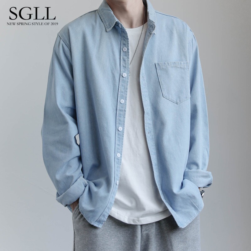 Source Manufacturer Denim Shirt Men's Jacket Autumn and Winter Casual Versatile Shirt Long-Sleeved High-End Autumn and Winter Clothing for Men