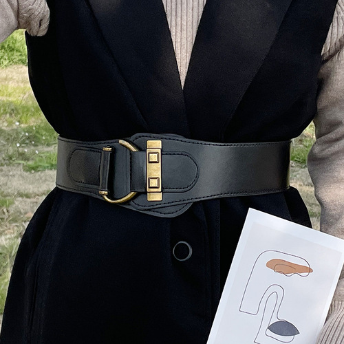 Girdle Women's Decorative Suit Coat Versatile Stretch Elastic No-Punch Sweater Belt Wide Retro Fashion Belt