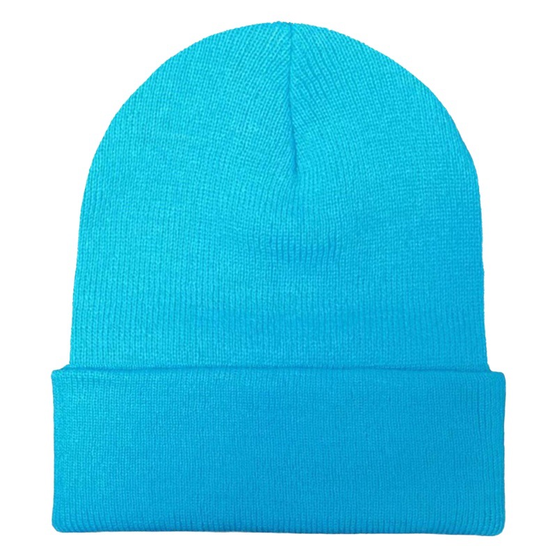 Curled cold hat embroidery logo solid color ski hat embroidery beanie pullover hat cold-proof knitted hat foreign trade wool hat