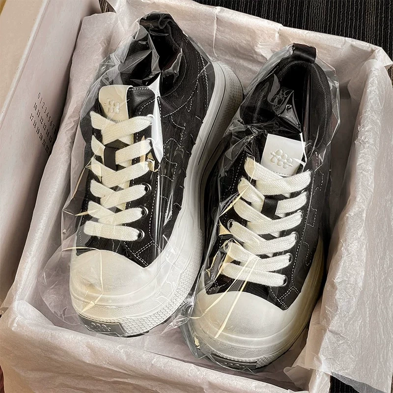 [Celebrity Same Style] SHOOT BRAND Ensemble Series Износостойкие парусиновые туфли на толстой подошве для мужчин и женщин Модные маленькие грязные туфли