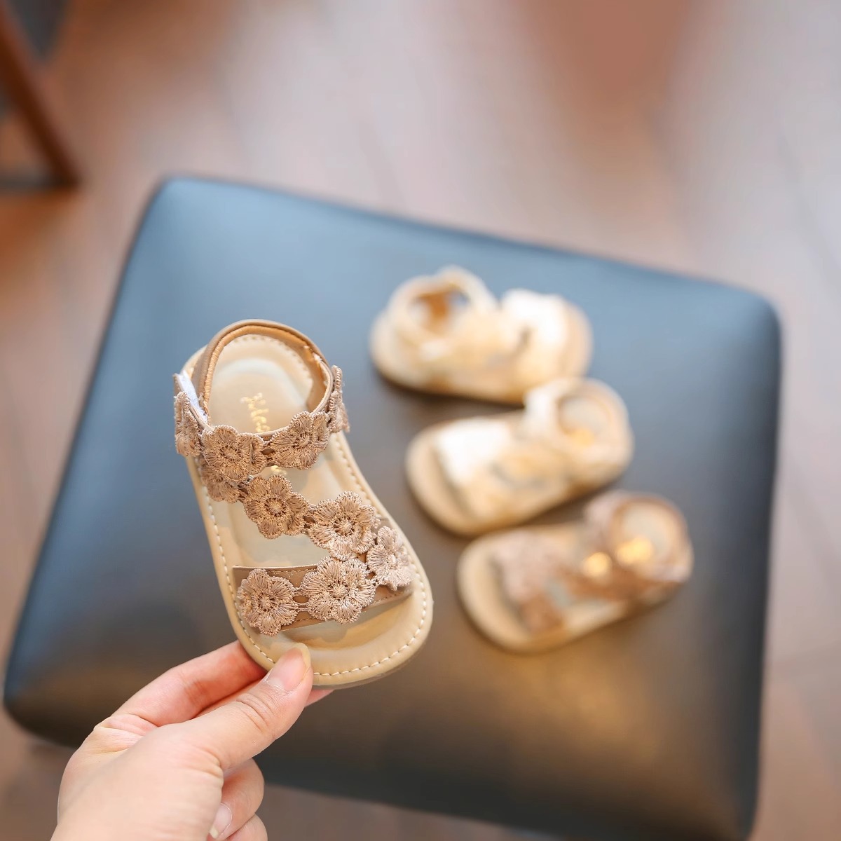 Foreign Trade 2025 Summer New Korean Style Girl's Little Flower Princess Cool Toddler Shoes Children's Open Toe Beach Shoes Children