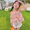 Summer top with cups, T-shirt, floral print, for 3-8 years old