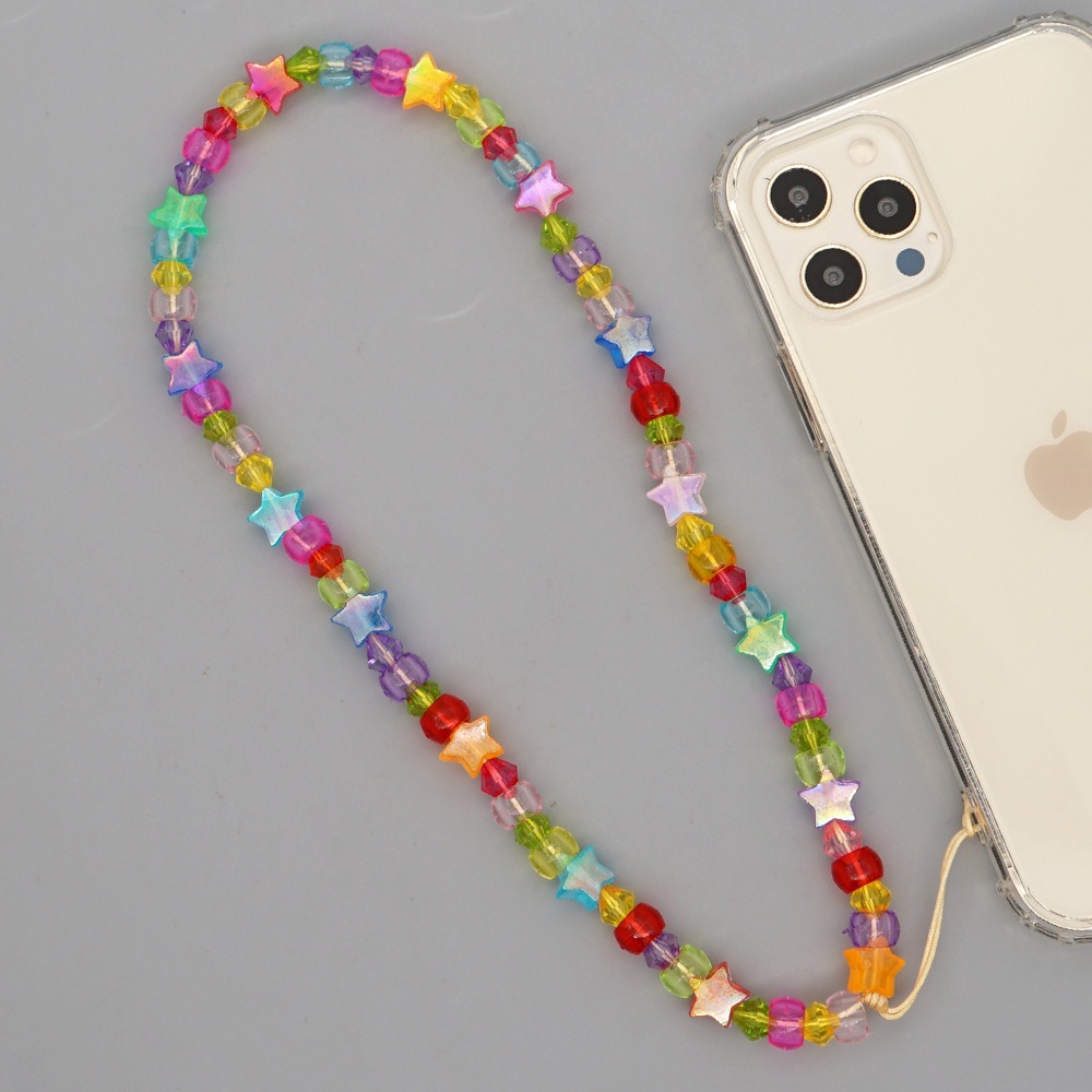 ethnic simple candy color beaded mobile phone lanyardpicture5