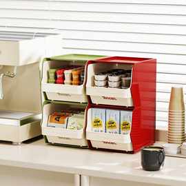 桌面家用茶包收纳盒收纳咖啡置物架办公室叠加多功能咖啡茶零食