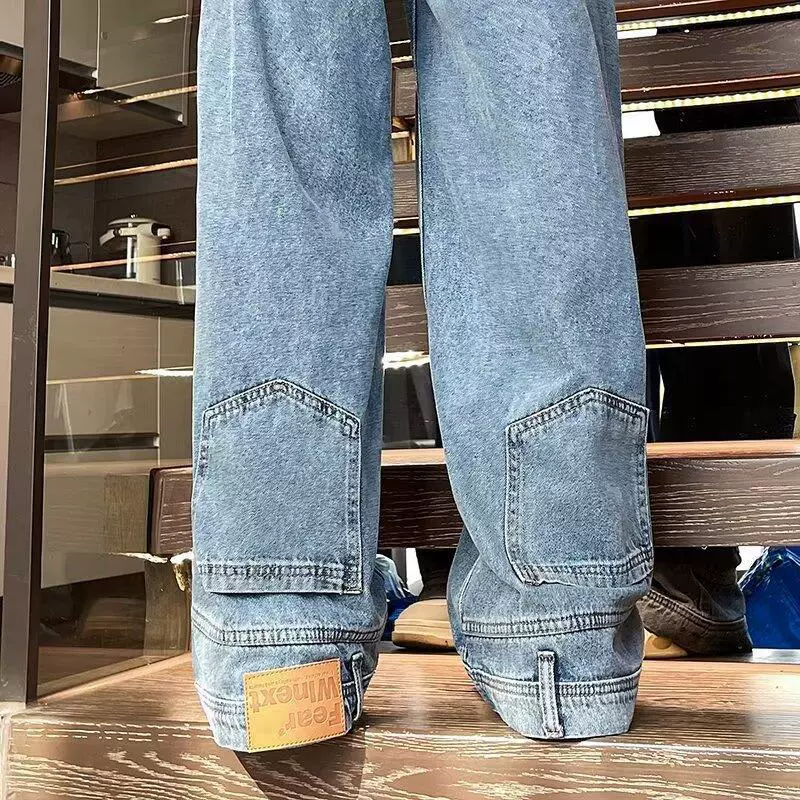 Эксклюзивные американские джинсы унисекс с обратным карманом, широкие, в стиле винтаж, универсальные, для внешней торговли.