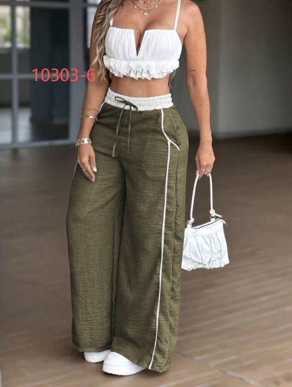 Inventario transfronterizo Y2K gris verde claro pulgada cintura alta pantalones de piernas anchas pantalones casuales sueltos primavera y verano