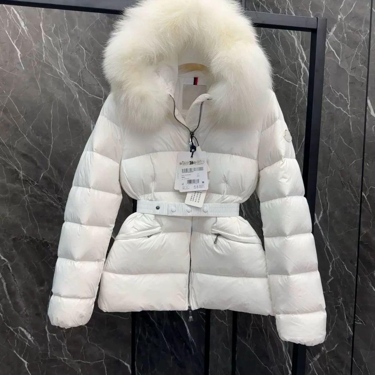 Down jacket, velvet fitted brace, duck down, increased thickness, slim fit
