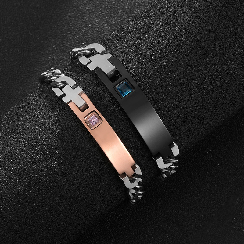 Hip-Hop Cross Square 304 Stainless Steel Zircon Bracelets In Bulk display picture 3