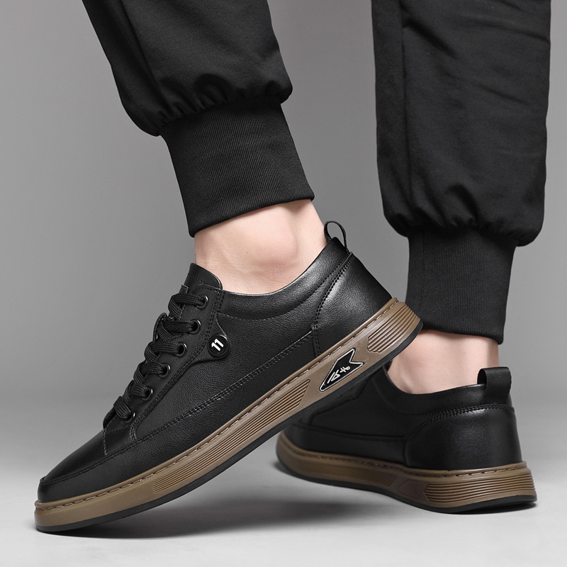 Men's Casual Leather Sneakers - Comfortable Soft-soled Shoes_voghion.com