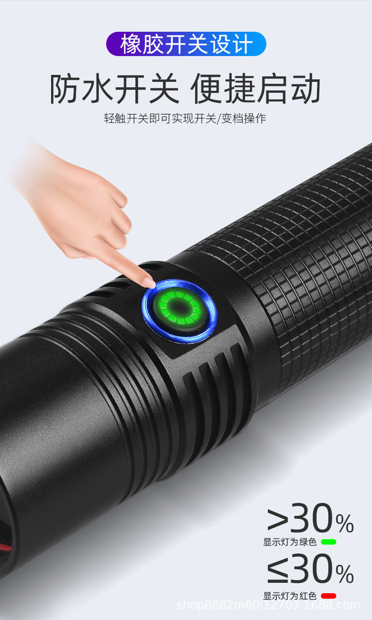 New Sst40 Strong Light Flashlight Outdoor Ultra-Bright Spotlight Long-Range Strong Light Rechargeable Home Work Light