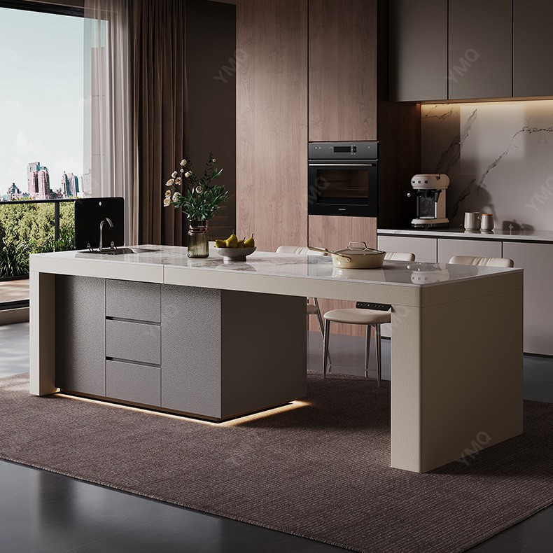 Mesa de comedor de mesa de mesa de mesa de mesa de mesa de roca multifuncional de alta gama de Zhongdongtai Villa de elevación retráctil para el hogar de una pieza