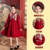 Red double-sided dress, hair accessory, belt