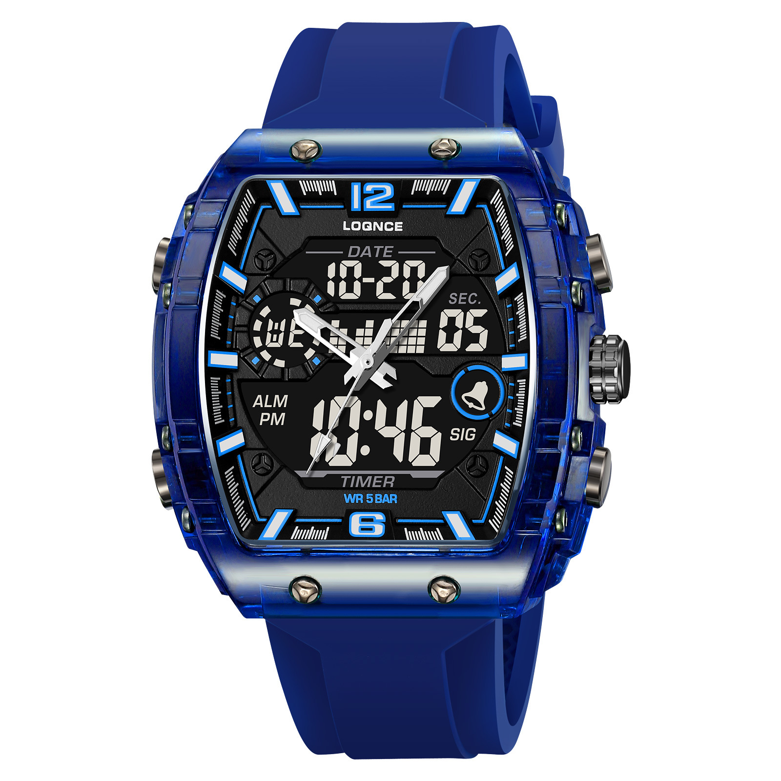 LOQNCE moda digital nocturna electrónica reloj impermeable reloj deportivo para hombres al aire libre reloj estudiante 98003