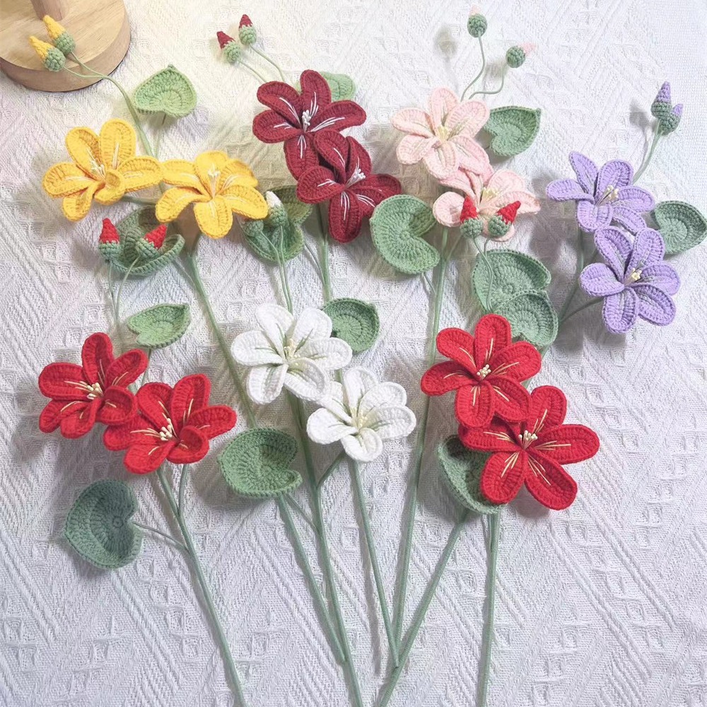 创意毛线花油桐花手工DIY编织花朵成品批发针织花束仿真花摆件礼