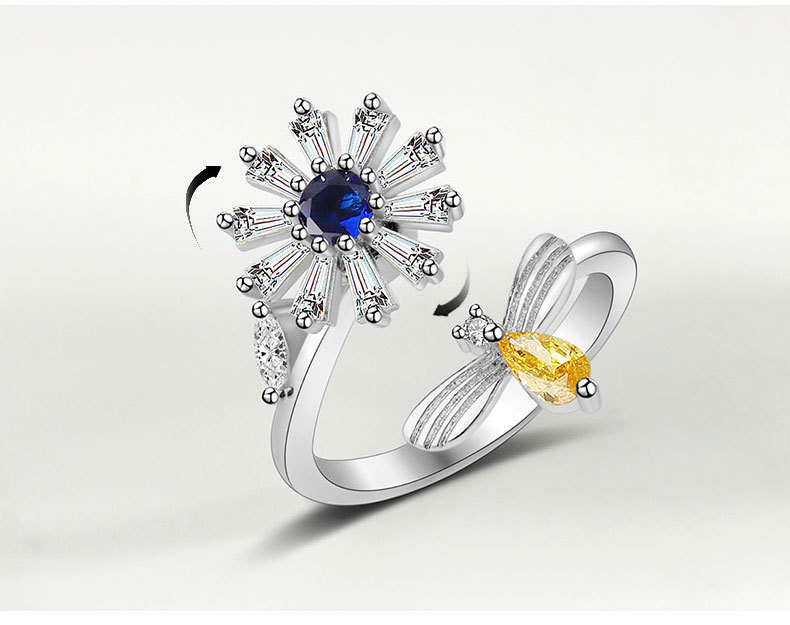 1 Piece Lady Flower Copper Plating Zircon Womenu0027S Open Ring